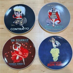 Pottery Barn Bubbly Plates/Vintage Champagne Poster Cappiello Art 2002